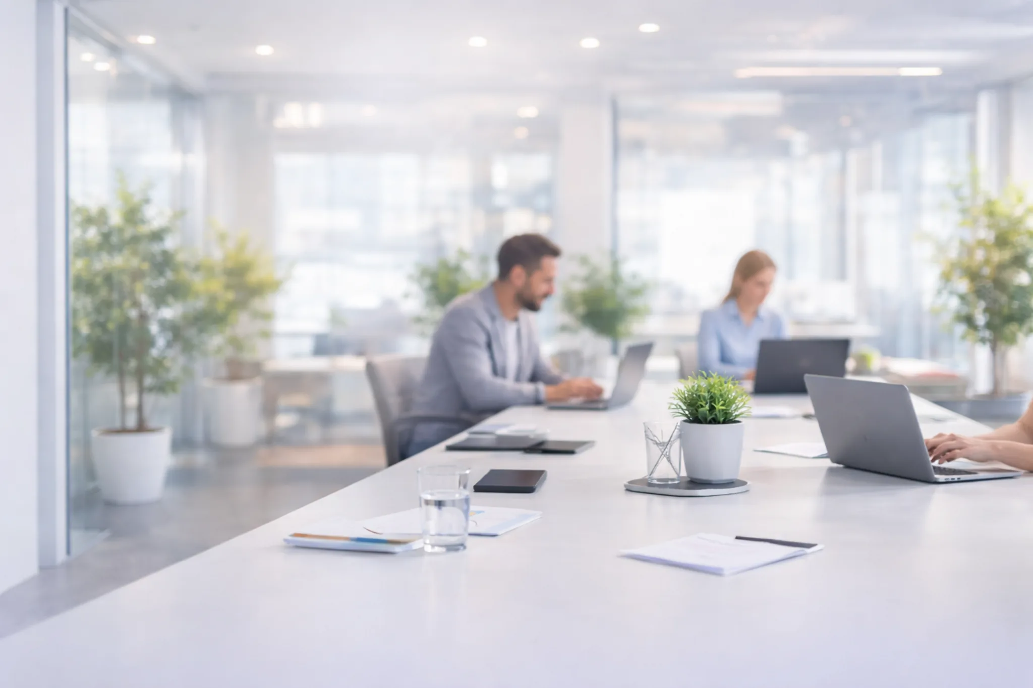 Equipo trabajando en una oficina de consultoría tecnológica